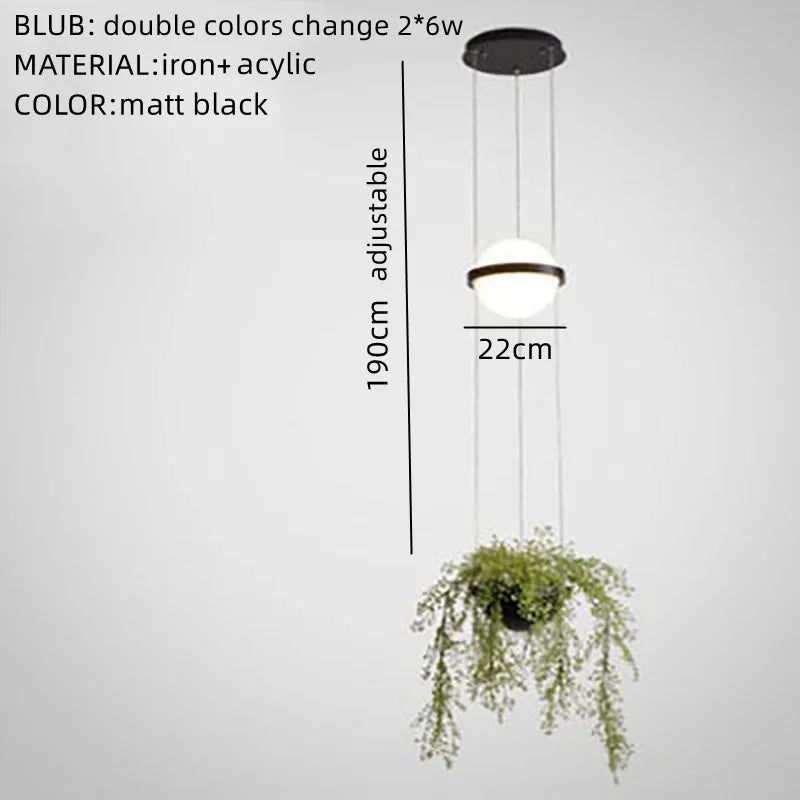 lustre moderne diy led avec pot de fleurs pour jardin céleste - vue 17 sur 18