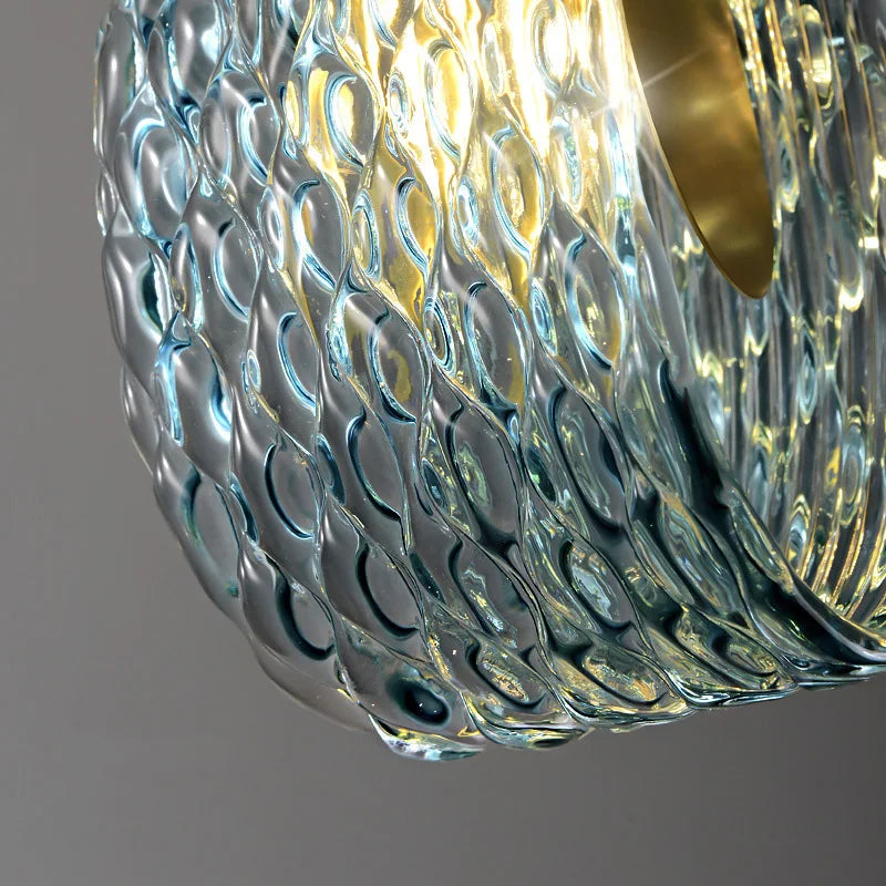 suspension moderne en verre avec motif floral - vue 5 sur 8