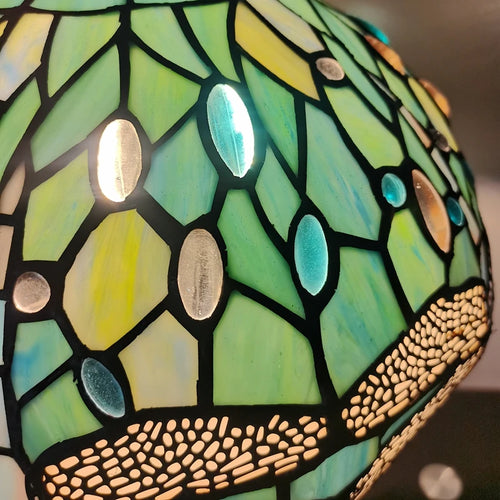 lustre libellule scandinave style tiffany rétro éclairage design jardin - vue 5 sur 6