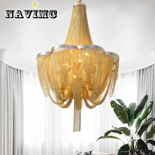 Lustres argentés modernes allumant le lustre de luxe de salon avec les lumières de gland en aluminium de chambre à coucher de frange d'or pour la cuisine - vue 5 sur 8