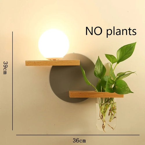 applique murale led en bois avec pot de plante nordique - vue 16 sur 23