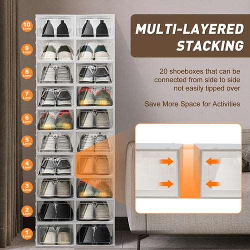 lot de 20 organiseurs pliables en plastique pour chaussures - vue 2 sur 7