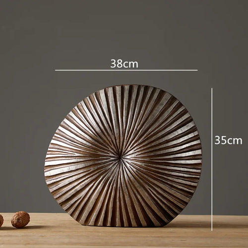 vase floral en résine à fleurs moderne rayures bois - vue 9 sur 10