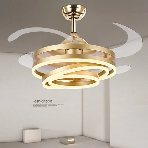 ventilateur de plafond moderne 	 avec lumières led télécommande rechargeable - vue 3 sur 15
