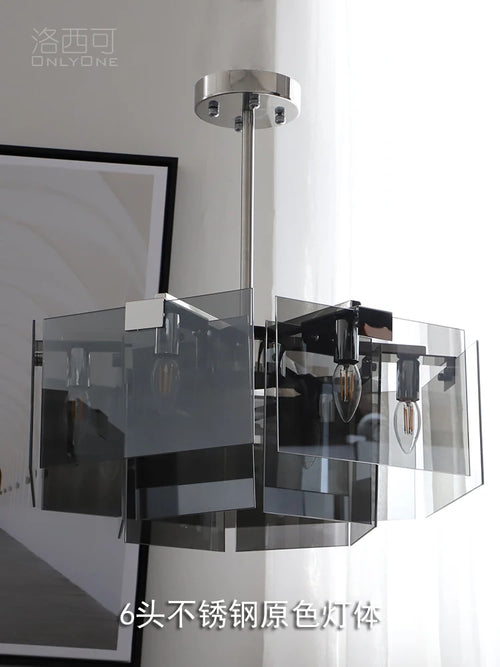 Nordic Minimalist Glass Chandelier with Black Creative Living Room  Bedroom, Dining Room, Italian Lighting Fixtures - vue 4 sur 6