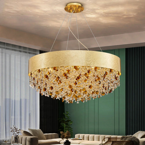 lustre en cristal moderne led avec intensité variable - vue 2 sur 10