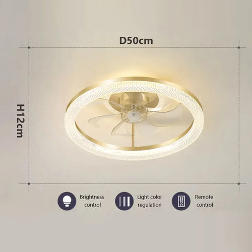 plafonnier led moderne avec ventilateur éclairage silencieux intelligent - vue 6 sur 15