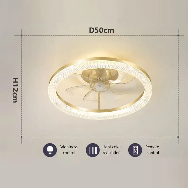 plafonnier led moderne avec ventilateur éclairage silencieux intelligent - vue 6 sur 15