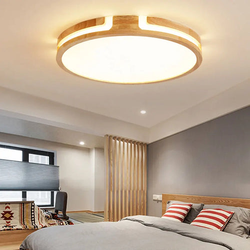 plafonnier led en bois design moderne intelligent et élégant - vue 3 sur 12
