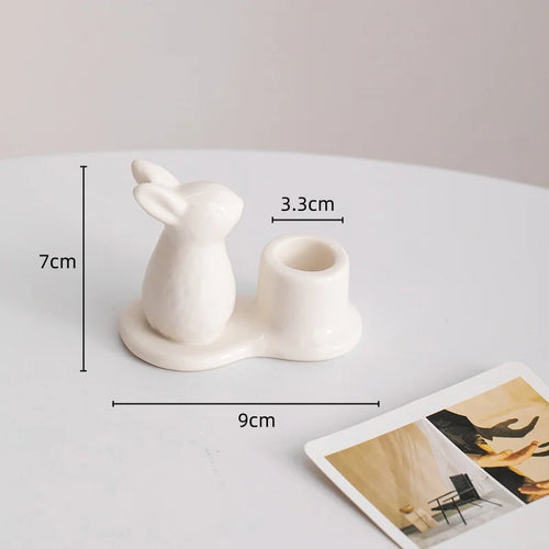 bougeoirs en céramique lapin décoratifs pour la maison - vue 9 sur 11