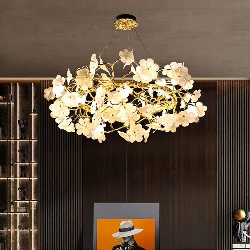 lustre moderne en anneau éclairage de luxe décoration suspendue