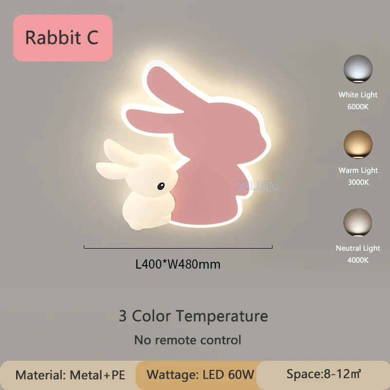 Creative Children's Room Ceiling Lamps Carrot Cloud Rabbit Ceiling Light Nursery Room School Baby Girl Bedroom Chandelier AC220V - vue 13 sur 15