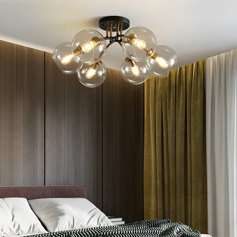 plafonnier industriel design en verre fumé pour décoration moderne - vue 1 sur 12