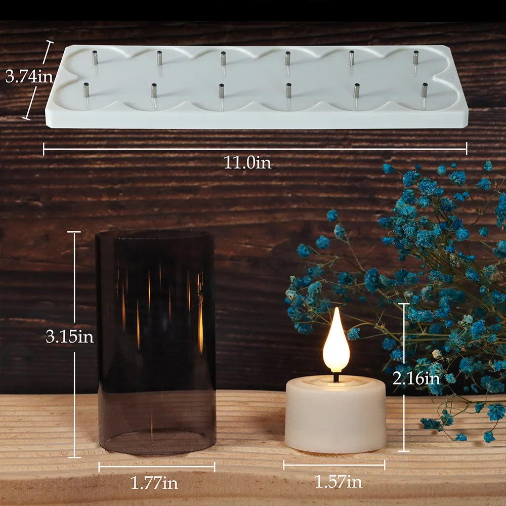 lot de 6 ou 12 bougies led rechargeables avec minuterie et clignotantes - vue 5 sur 10