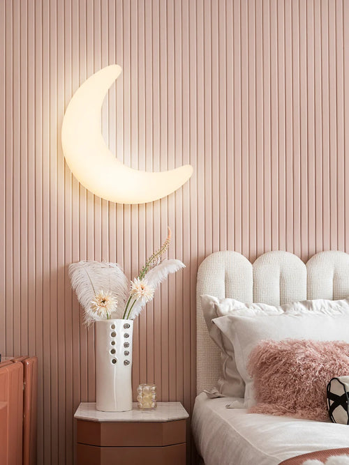 applique murale led moderne en forme de lune décorative et créative - vue 3 sur 12