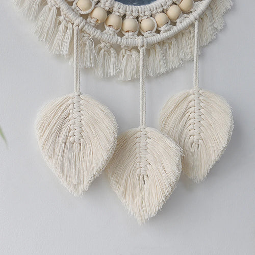miroir mural en macramé style bohème pour décoration intérieure - vue 4 sur 14