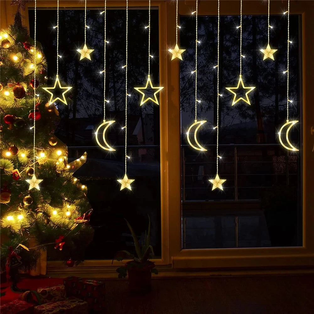 guirlande lumineuse rideau 138 led décorative pour Noël et fêtes - vue 1 sur 7