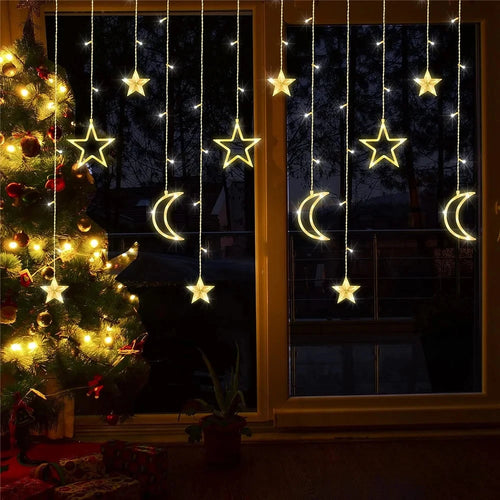 guirlande lumineuse rideau 138 led décorative pour Noël et fêtes - vue 2 sur 7