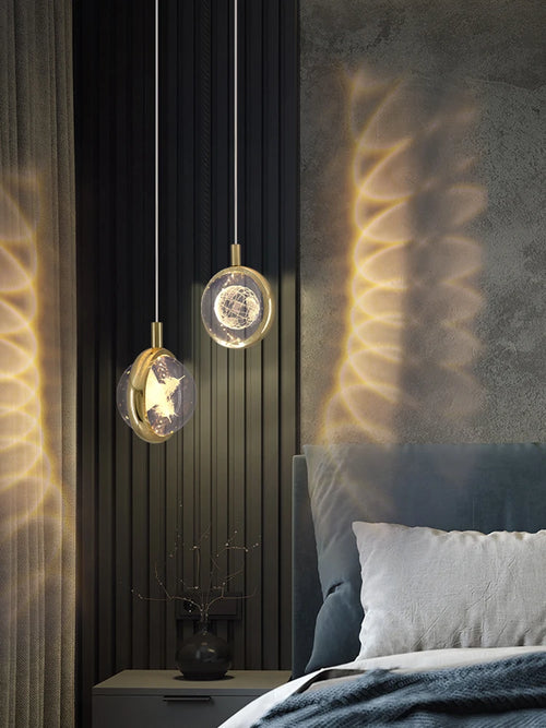suspension boule de cristal led design moderne pour intérieur - vue 4 sur 10