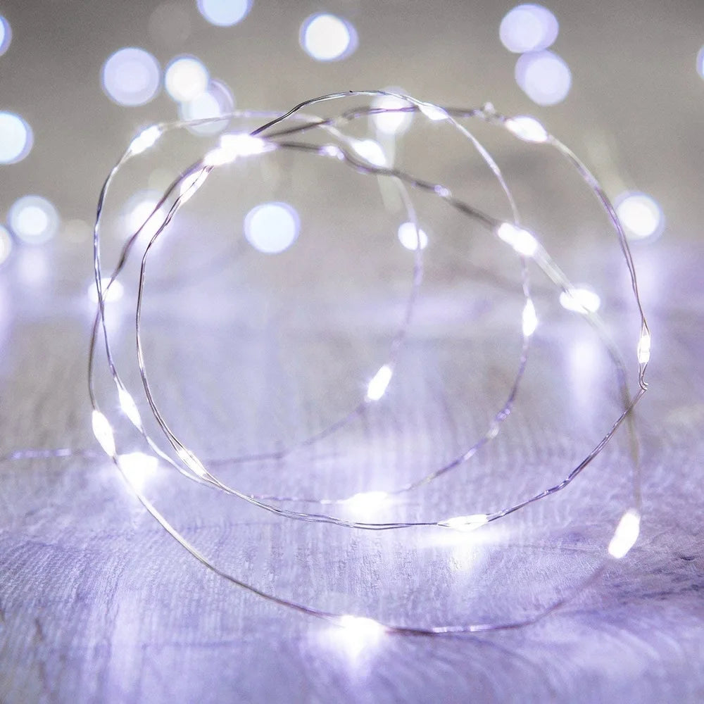 guirlande lumineuse led usb en cuivre argent pour décorations de fête - vue 3 sur 14