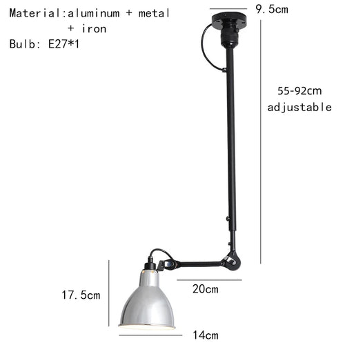 lustre rétro style américain avec abat-jour réglable en longueur - vue 21 sur 21