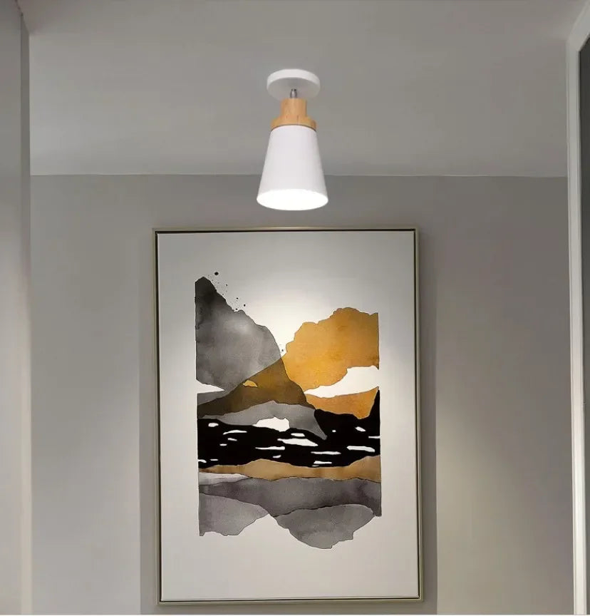 lampe nordique en bois massif style macaron pour restaurant bar - vue 3 sur 6