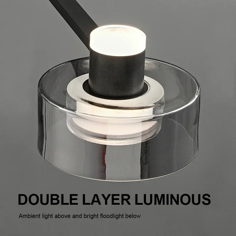 lustre led minimaliste moderne en verre et cuivre - vue 5 sur 15