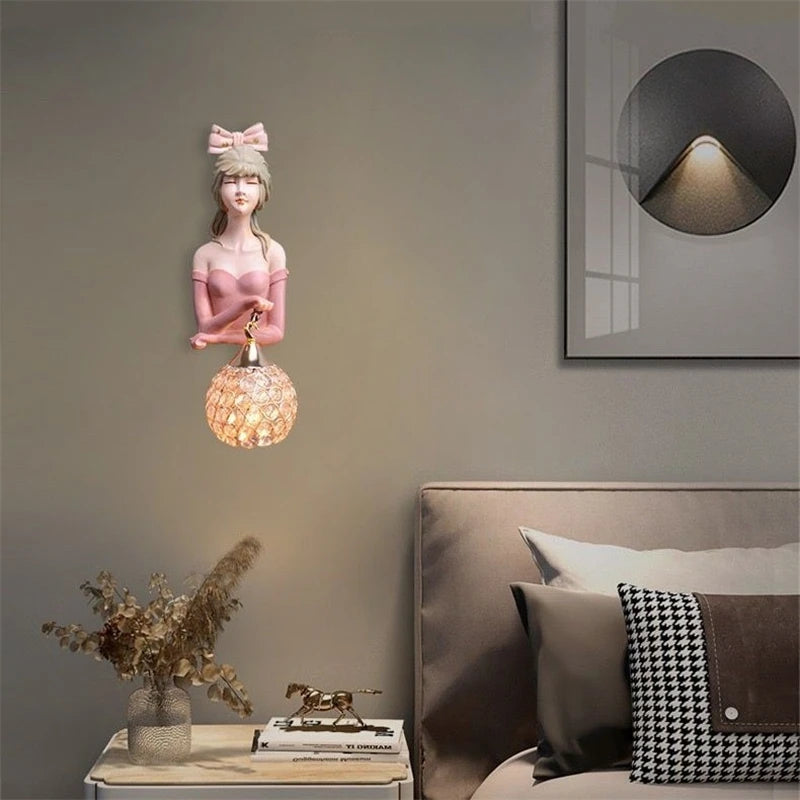 applique murale led moderne en résine pour belle fille - vue 4 sur 7