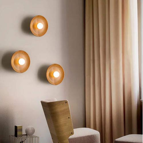 applique murale led simple design bois massif nordique - vue 2 sur 8