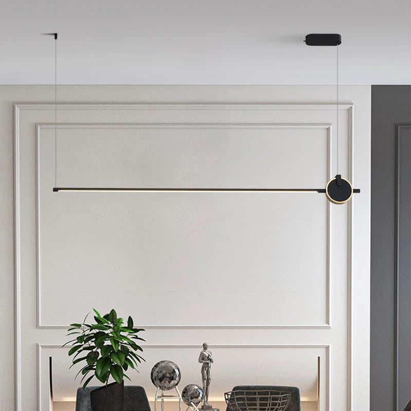 luminaire suspendu nordique simple longue bande déco maison - vue 4 sur 10