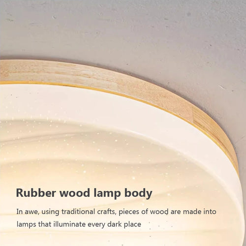 plafonnier led rond en bois design nordique décoratif intérieur - vue 10 sur 13