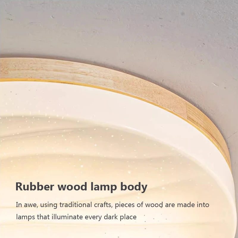 plafonnier led rond en bois design nordique décoratif intérieur - vue 10 sur 13