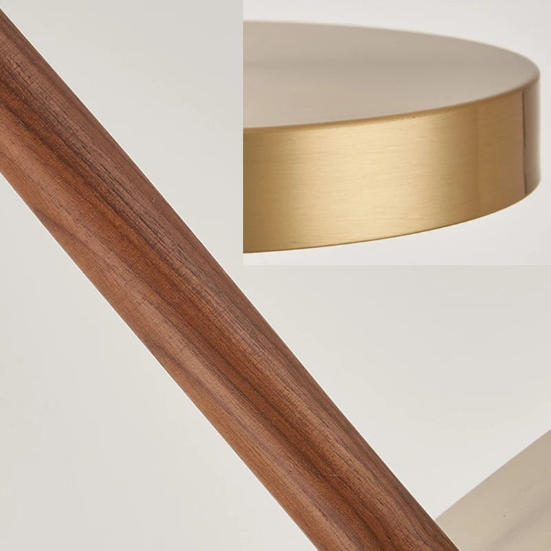 lustre nordique en bois et métal doré réglable pour intérieur - vue 5 sur 7