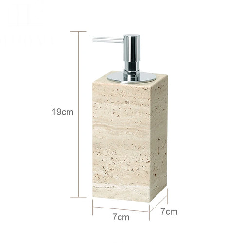 ensemble accessoires salle de bain en travertin beige naturel - vue 16 sur 28