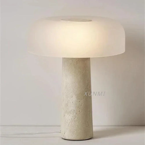 lampe à poser en travertin naturel design créatif champignon décoratif - vue 2 sur 7