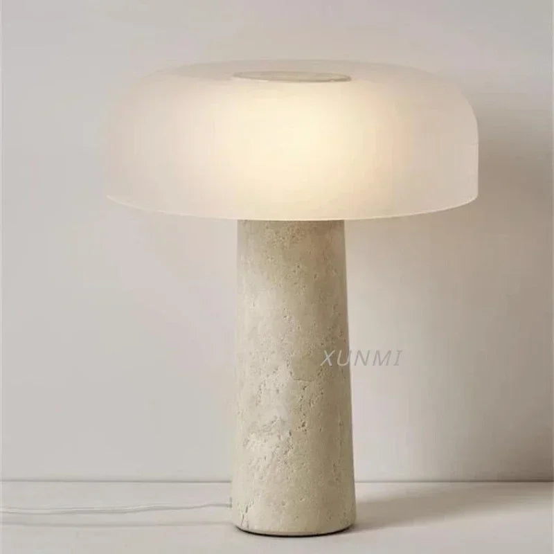 lampe à poser en travertin naturel design créatif champignon décoratif - vue 1 sur 7