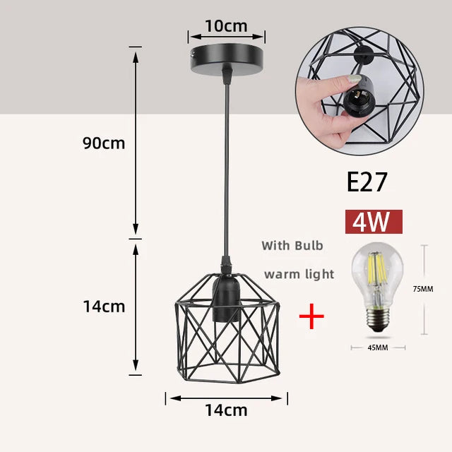 Suspension lampes suspendues Vintage pour plafonnier Cage en métal nordique Led lustre lampe suspendue pour îlot de cuisine - vue 9 sur 12