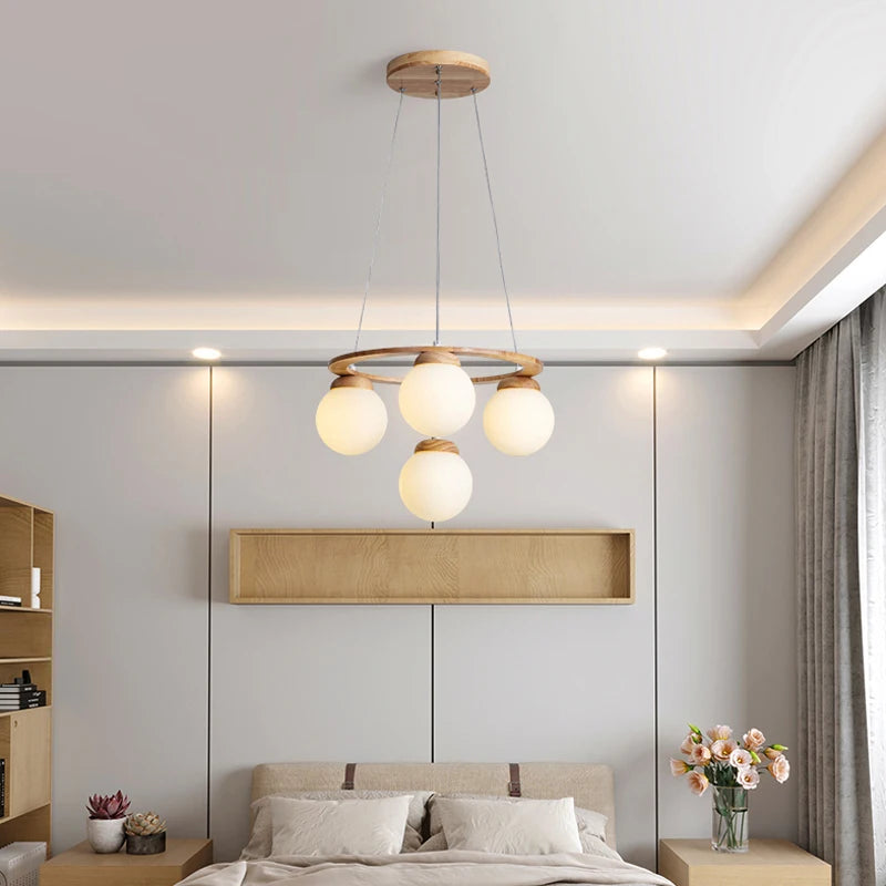 suspension en bois et verre design moderne pour intérieur 2024 - vue 3 sur 13
