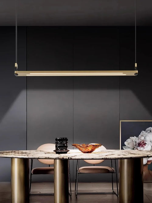 lustre led en métal et cuir pour bar et bureau - vue 5 sur 9