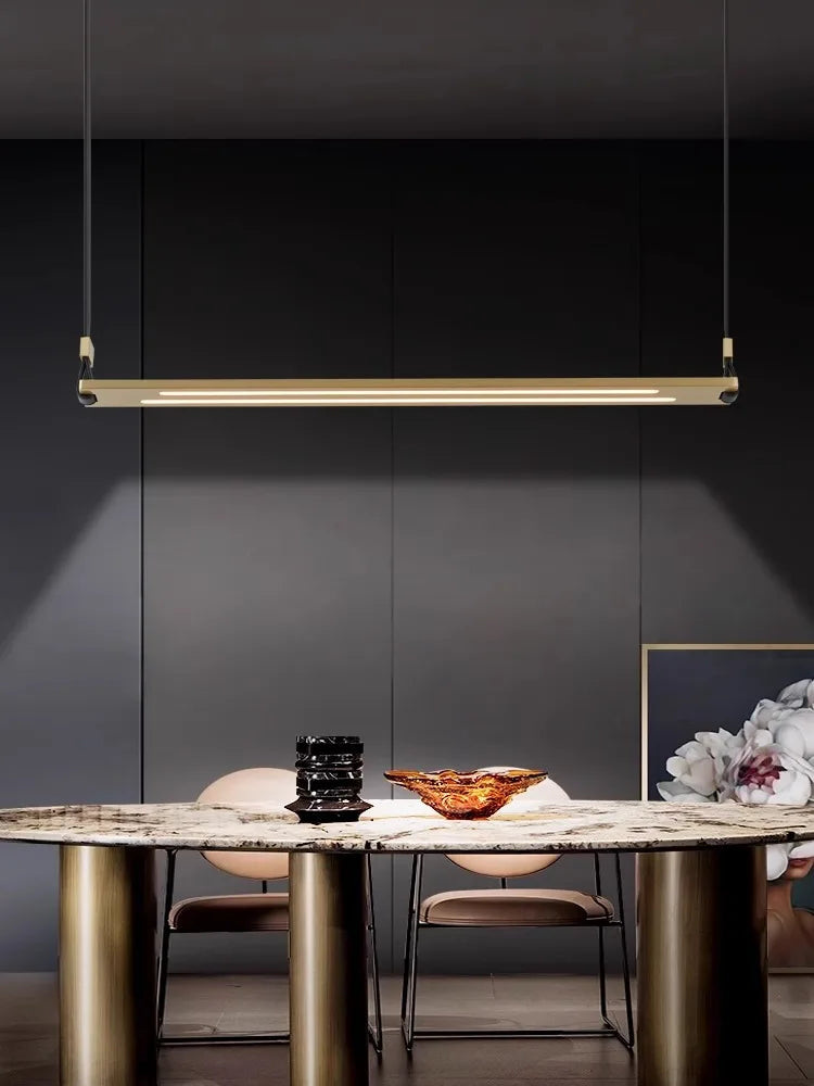 lustre led en métal et cuir pour bar et bureau - vue 5 sur 9