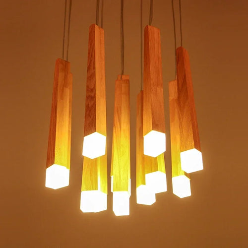 lustre à led en bois nordique pour décoration intérieure - vue 2 sur 8