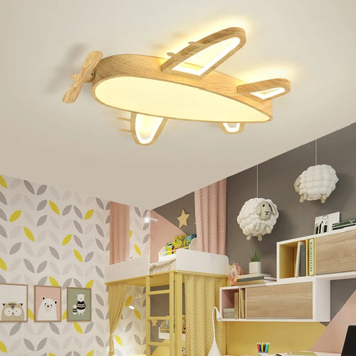 plafonnier en bois massif moderne pour chambre d'enfant romantique - vue 3 sur 10