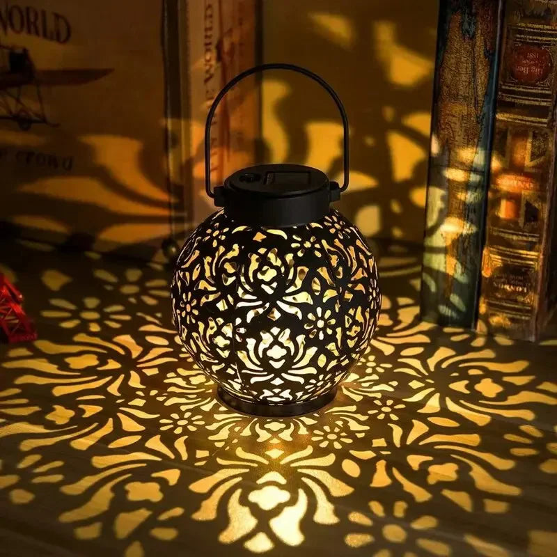 lanterne solaire à led en fer forgé pour jardin décoratif - vue 5 sur 8
