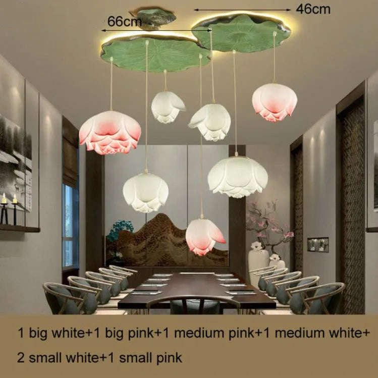 Suspension fleur Lotus style rétro LED - vue 18 sur 22