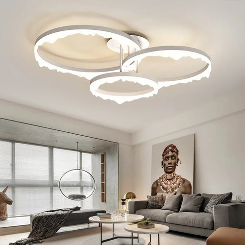 lustre led moderne minimaliste éclairage intérieur design élégant - vue 3 sur 8
