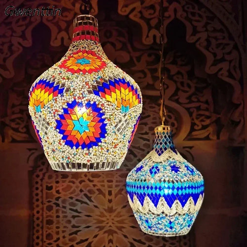 lustre en vase d'art bohème pour décoration intérieure artisanale - vue 2 sur 13
