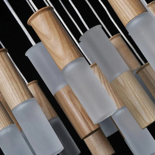 lustre en bois moderne pour éclairage intérieur design - vue 6 sur 14