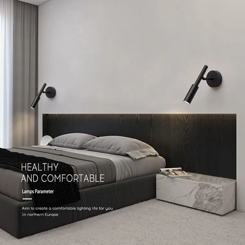 applique murale led minimaliste rotative pour éclairage réglable - vue 5 sur 12