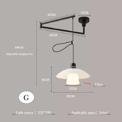 lustre minimaliste extensible rotatif avec bras pivotant pliable - vue 8 sur 13