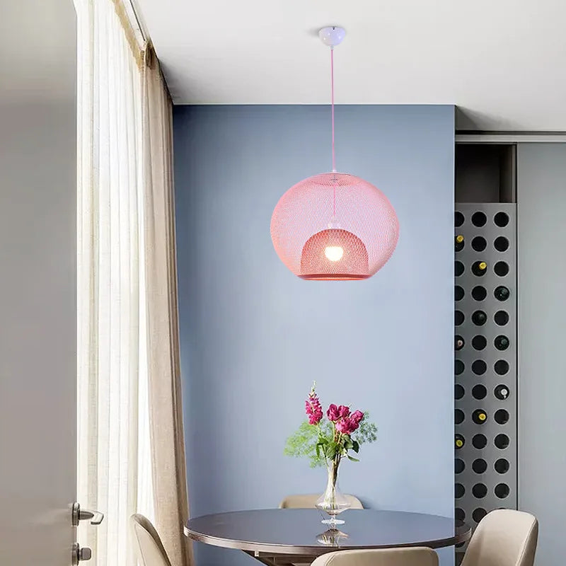 Metal Grid Pendant Lamp Nordic Designer Ceiling Chandelier Suspension Hanging Light Fixture with E27 Changeable Bulb - vue 5 sur 12